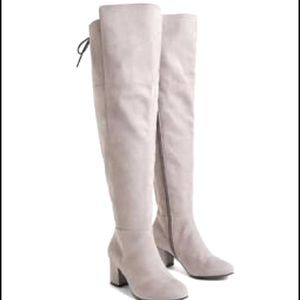 Torrid Grey faux suede over-the-knee corset boots -size 9 ww